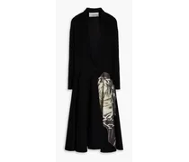 Printed brushed wool and cashmere-blend felt coat - Black