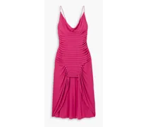 Ventral asymmetric pintucked draped jersey dress - Pink