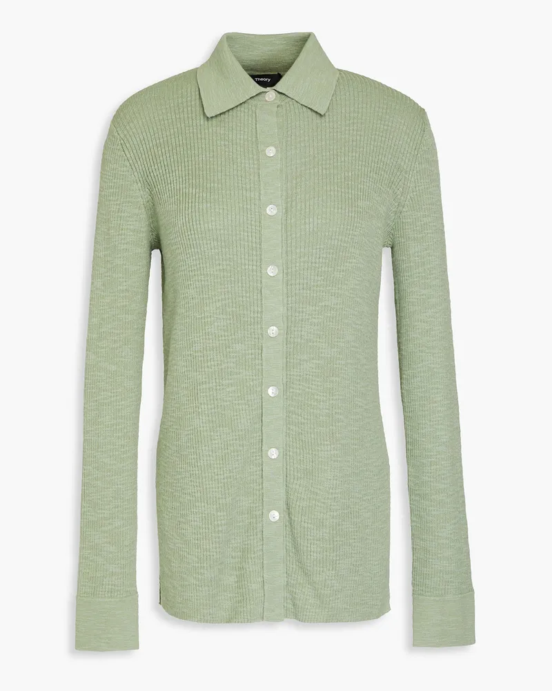 Theory Slub ribbed cotton-blend shirt - Green Green