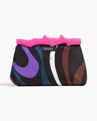 Emilio Pucci Printed shell clutch - Black Black