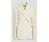 Double-breasted brushed wool-blend jacket - White