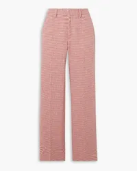 Alessandra Rich Checked sequined-embellished wool-blend tweed straight-leg pants - Red Red