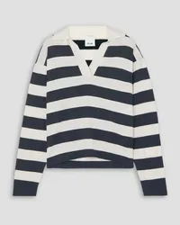 ALLUDE Serafino striped cotton and cashmere-blend sweater - White White