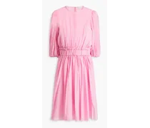 Gathered cotton-mousseline dress - Pink