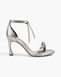 Alexandre Birman Clarita 85 bow-detailed metallic textured-leather sandals - Metallic Metallic