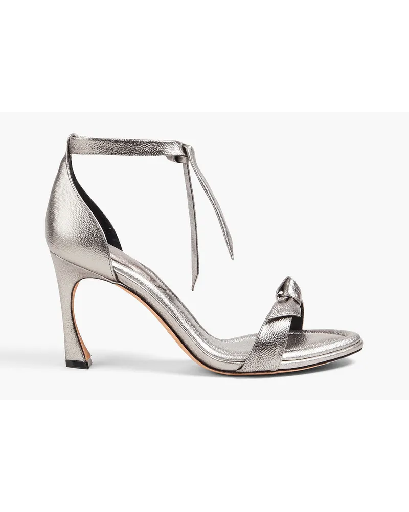 Alexandre Birman Clarita 85 bow-detailed metallic textured-leather sandals - Metallic Metallic