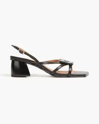 Ganni Embellished faux leather sandals - Black Black