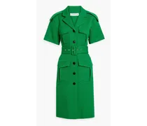 Belted wool-twill shirt dress - Green