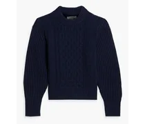Aran cable-knit wool sweater - Blue