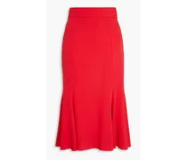 Flared silk-blend crepe de chine midi skirt - Red