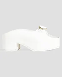 Dries van Noten Buckled leather platform mules - White White