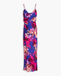 NICHOLAS Wrap-effect floral-print twill maxi dress - Blue Blue