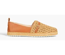 Raffia and leather espadrilles - Brown