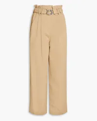 Derek Lam Atto pleated cotton-blend twill wide-leg pants - Neutral Neutral