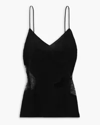 GAUCHERE Lace-trimmed crinkled crepe de chine camisole - Black Black