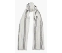 Metallic striped linen-blend gauze scarf - Gray
