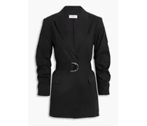 Harrison belted linen-blend blazer - Black