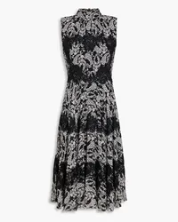 Dolce & Gabbana Lace-trimmed floral-print crepe de chine dress - Black Black