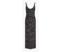 Crochet-knit midi slip dress - Black