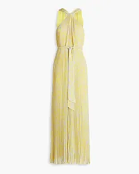 Diane von Furstenberg Skylar snake-print plissé-crepe de chine jumpsuit - Yellow Yellow