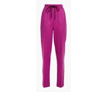 Mélange wool-blend twill track pants - Purple