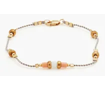 Burnished gold-tone, bead and cord bracelet - Gray