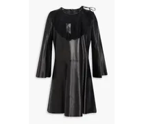 Lace-paneled leather mini dress - Black