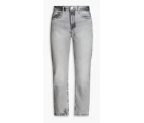 Faded high-rise straight-leg jeans - Gray