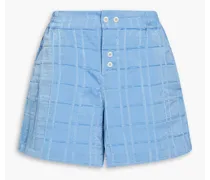 Calecon checked washed-satin shorts - Blue