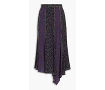 Pascoe asymmetric paneled floral-print crepe midi skirt - Black