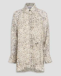 Ganni Oversized floral-print georgette shirt - White White