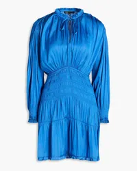 Maje Shirred satin mini dress - Blue Blue