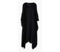 Melody draped Lyocell-twill midi dress - Black