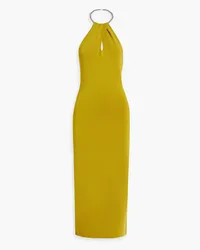 GALVAN Cleopatra chain-embellished stretch-knit halterneck midi dress - Yellow Yellow