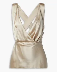 KHAITE Oli draped wrap-effect silk-satin tank - Metallic Metallic