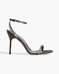 Manolo Blahnik Crinastra 105 crystal-embellished satin sandals - Black Black