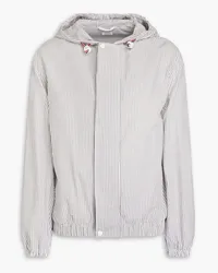 Thom Browne Striped cotton-seersucker hooded jacket - Gray Gray