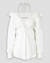 Alexander Wang Layered poplin and stretch halterneck shirt - White White