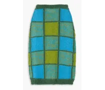 Jacquard-knit wool-blend midi skirt - Green
