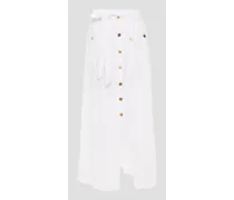Alisa belted cotton-voile midi skirt - White