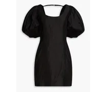 Slub-poplin mini dress - Black