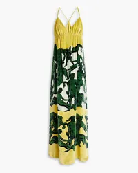 Ferragamo Devoré-velvet maxi dress - Yellow Yellow