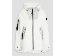 Appliquéd point d'espirit and shell hooded jacket - White