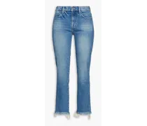 Le High cropped frayed high-rise straight-leg jeans - Blue