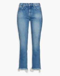 Frame Denim Le High cropped frayed high-rise straight-leg jeans - Blue Blue