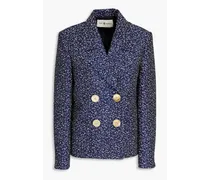 Double-breasted tweed blazer - Blue