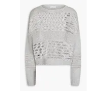 Sequined open-knit sweater - Gray