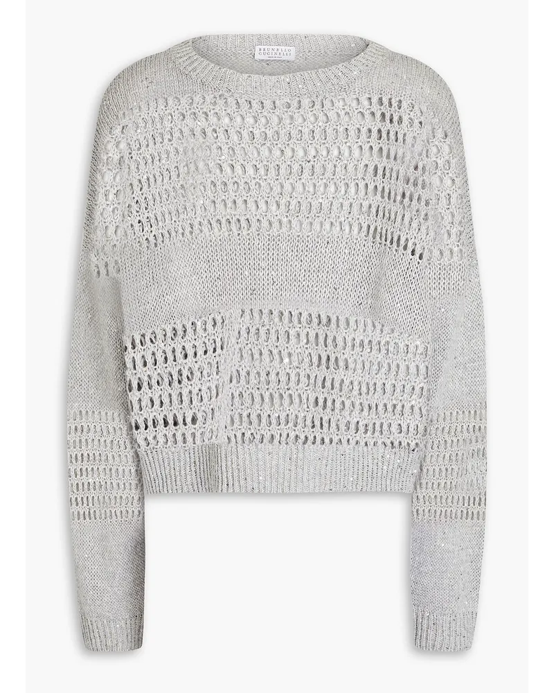 Brunello Cucinelli Sequined open-knit sweater - Gray Gray