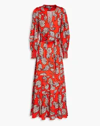 Alice + Olivia Alice Olivia - Lyla pleated floral-print satin midi dress - Red Red