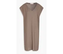 Embellished cotton-blend midi dress - Neutral
